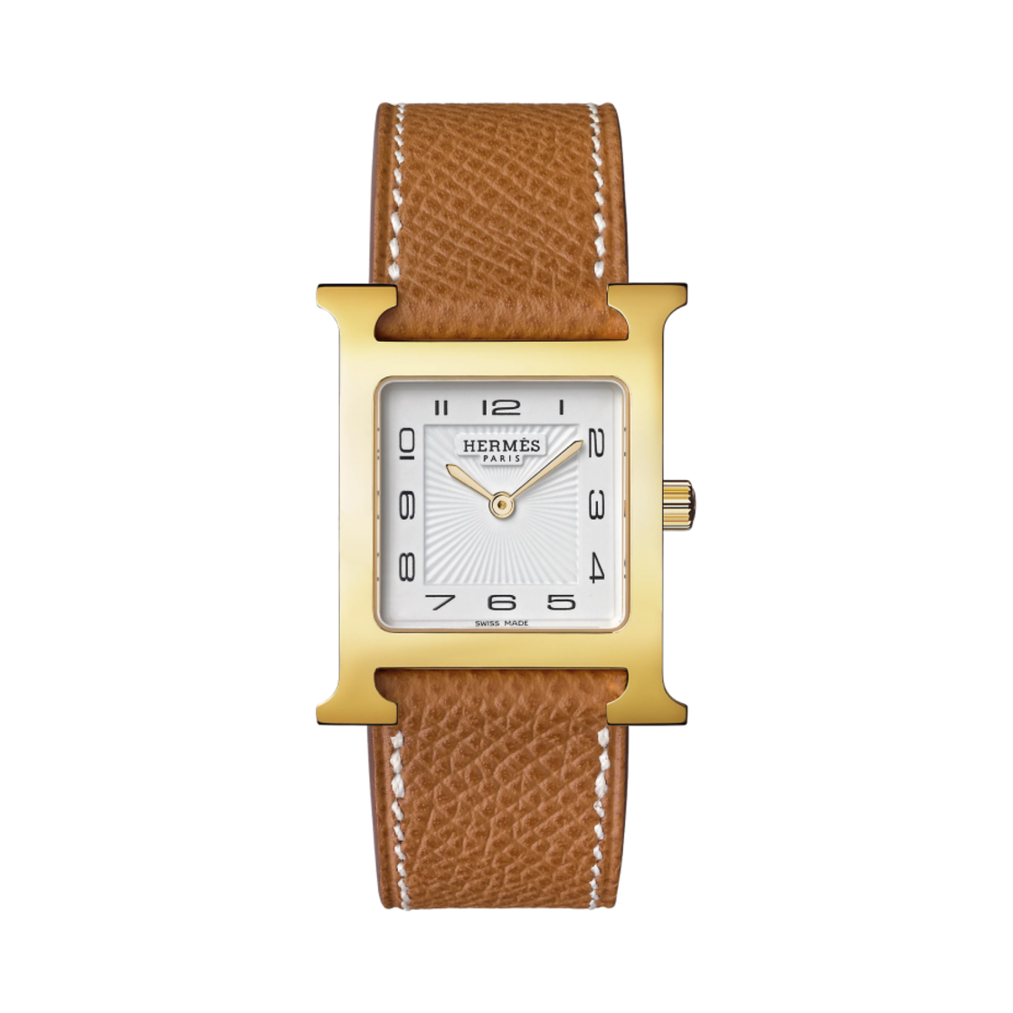 에르메스 H 아워 워치 미디움 골드 앱송 스트랩 & 옐로우 골드 스틸(Hermes Heure H Watch Medium Gold Epsom Strap & Yellow Gold Steel)