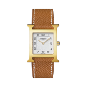Hermes Heure H Watch Medium Gold Epsom Strap & Yellow Gold Steel