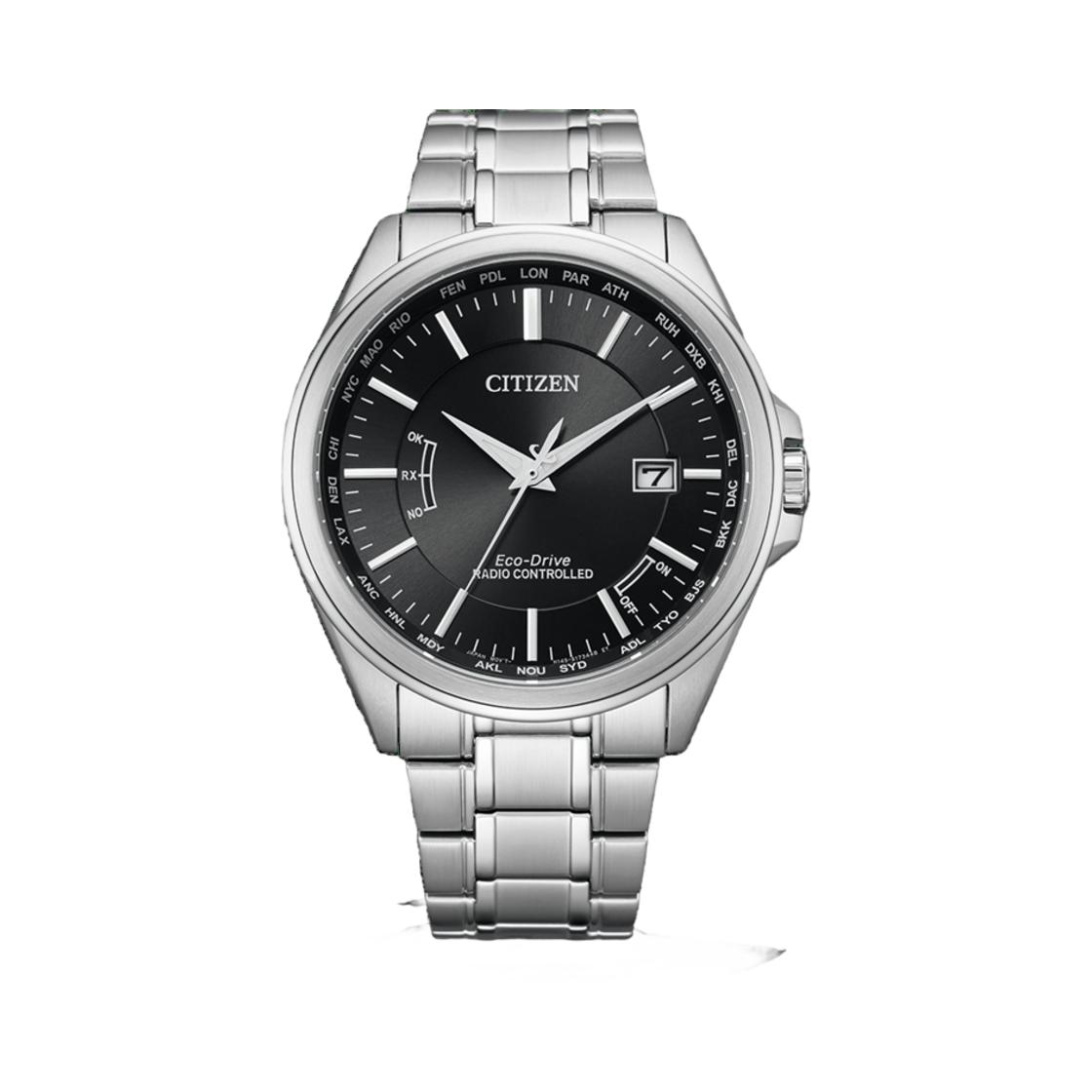 CB0250-84E Citizen Global Radio Controlled Eco-Drive 44.8mm Stainless Steel Black Silver