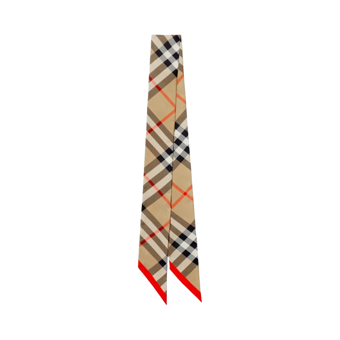 8088136 Burberry Skinny Check Silk Scarf Sand