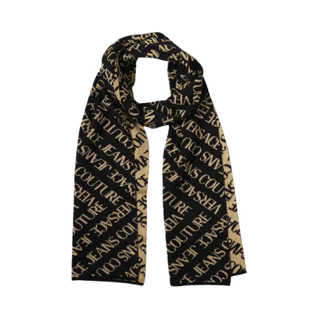 베르사체 진 꾸뛰르 로고 패턴 스카프 블랙 골드(Versace Jeans Couture Logo Pattern Scarf Black Gold) - 1