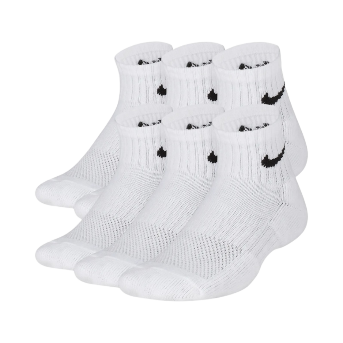 SX6912-100 (Kids) Nike Everyday Cushioned Ankle Socks White Black (6 Pack/Korean Ver.)