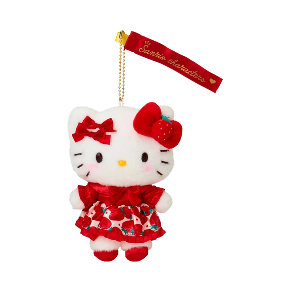 838993 Sanrio Hello Kitty Mascot Holder Ichigo Shimbun 50th Anniversary