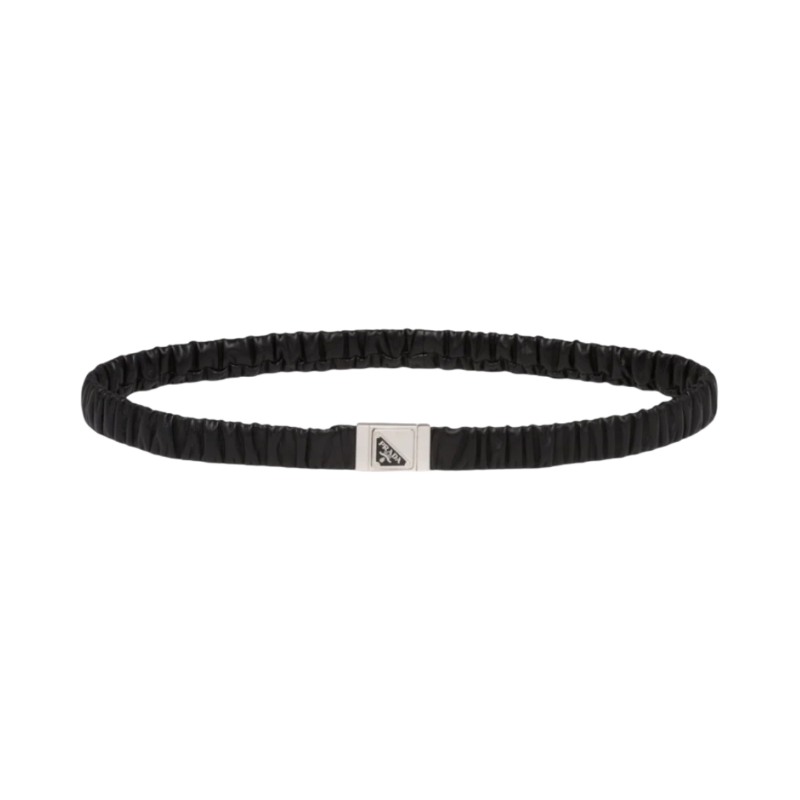 (W) 프라다 엘라스티사이즈 나파 레더 벨트 블랙((W) Prada Elasticized Nappa Leather Belt Black) - 1