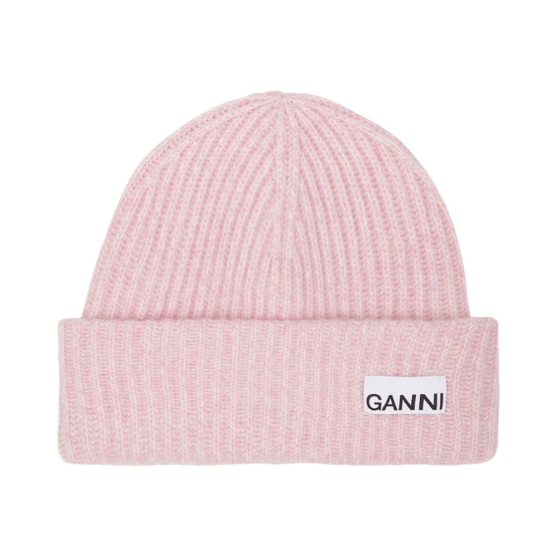 가니 피티드 립 니트 울 비니 모브 초크(Ganni Fitted Rib Knit Wool Beanie Mauve Chalk)