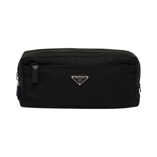 Prada Re-Nylon and Saffiano Leather Travel Pouch Black