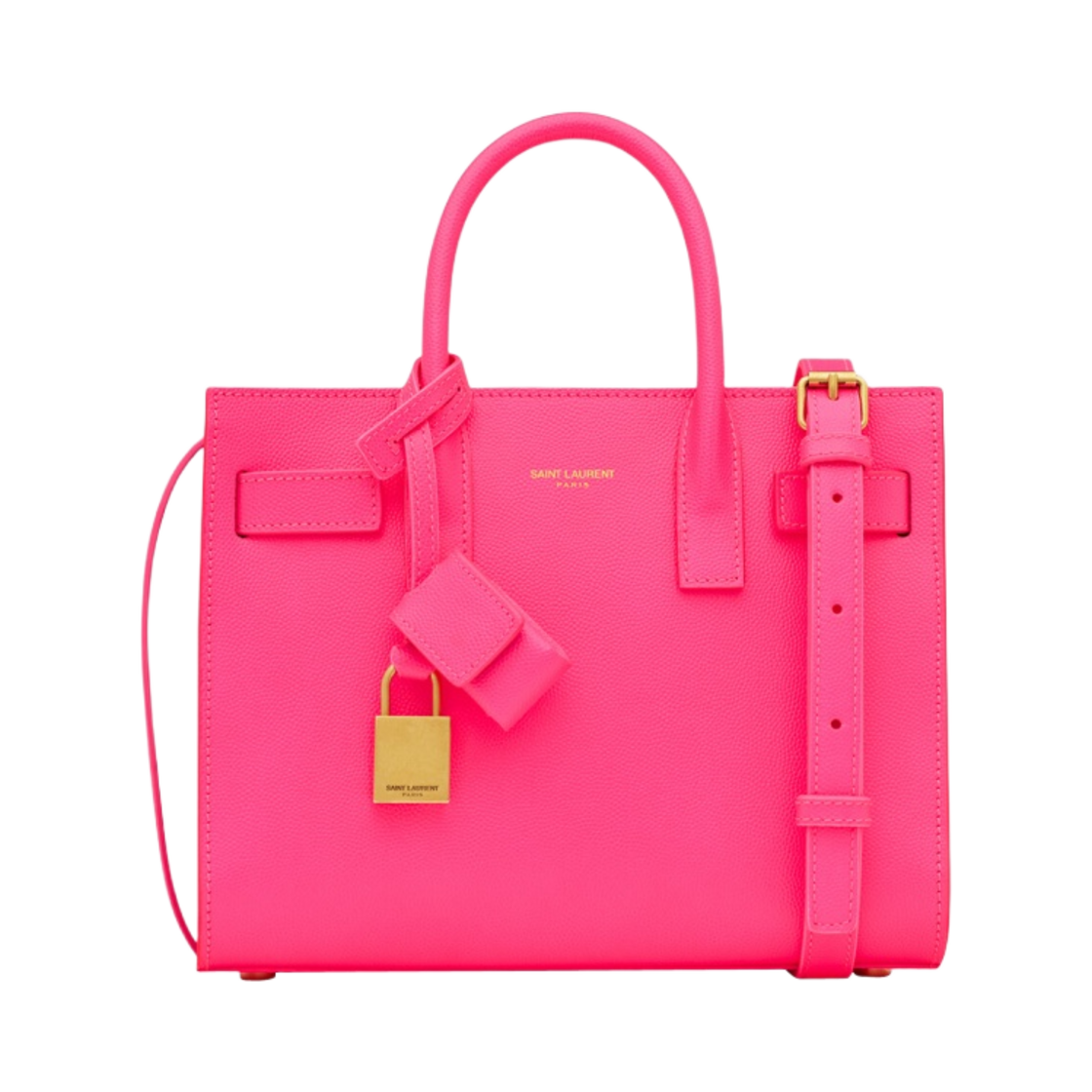 생로랑 삭 드 주르 나노 그레인 드 뿌드르 엠보스 레더 네온 핑크 앤 블랙(Saint Laurent Sac De Jour Nano In Grain De Poudre Embossed Leather Neon Pink And Black) - 1