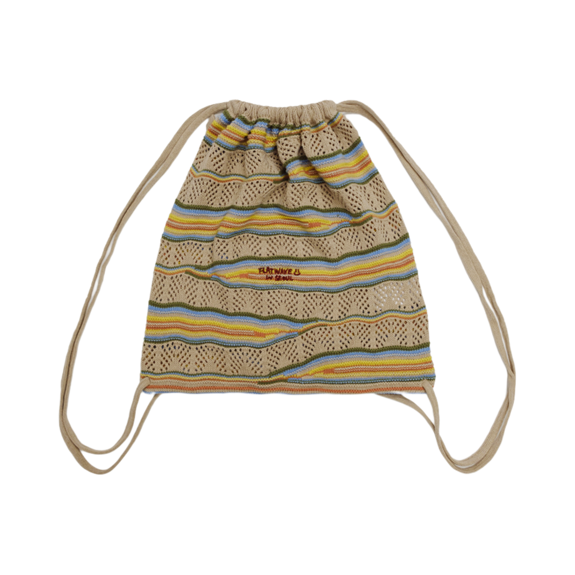 100150 Flatwave Slif Knit String Backpack Beige