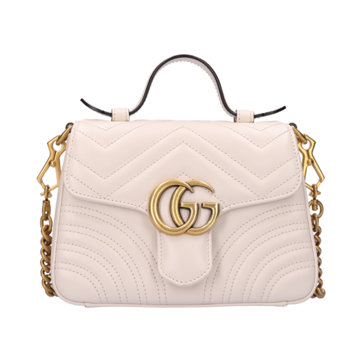 ITCNAJKILRTM [B등급] GUCCI Vintage GG Marmont Shoulder Bag Leather White