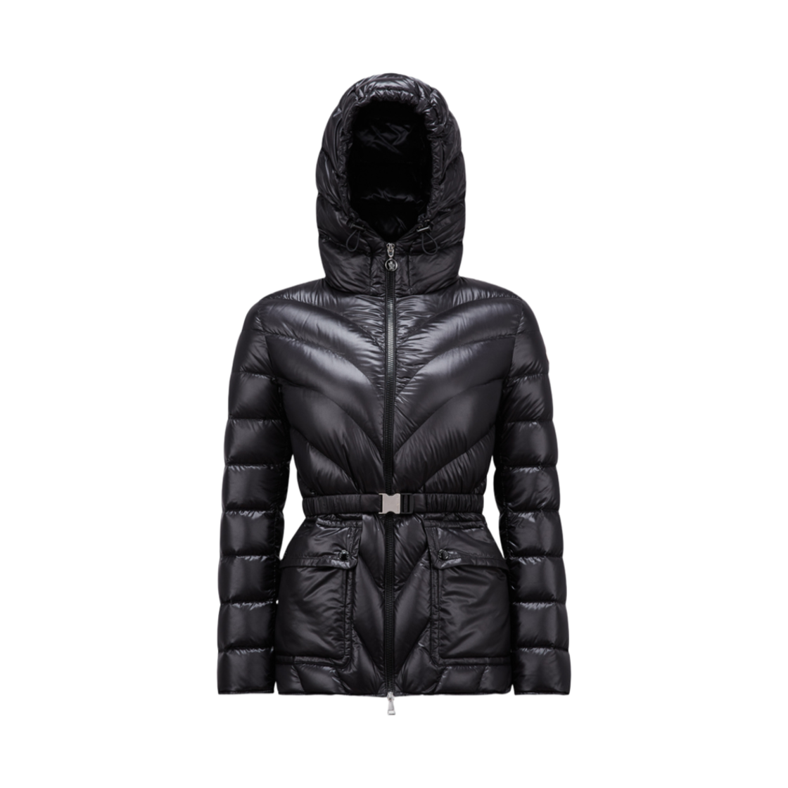 K1-093-1A00073-595ZZ-999 (W) Moncler Argenno Hooded Mid Length Down Jacket Black - 25SS