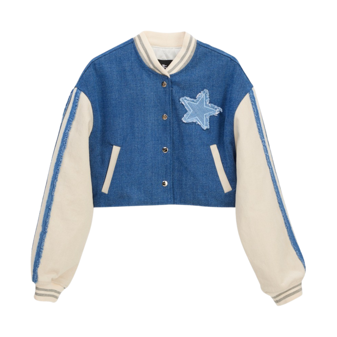 GT23FW09 The Greatest Women Star Denim Stadium Crop Jacket