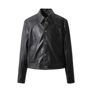 Iro Demetspe Cowhide Distressed Button Leather Jacket Black