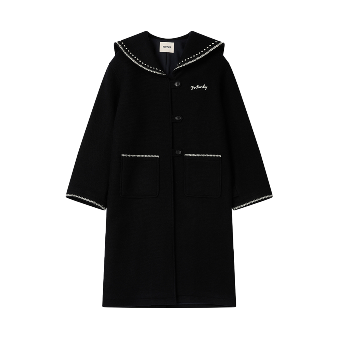 프리터 세일러 롱 코트 네이비