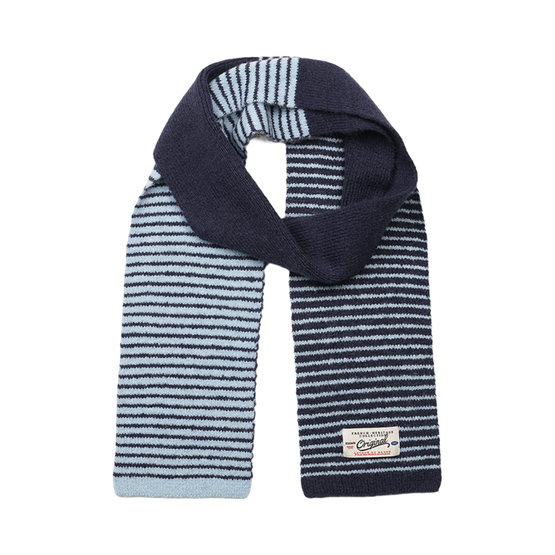 BS4FMF893NV Bensimon Color Block Knit Muffler Navy