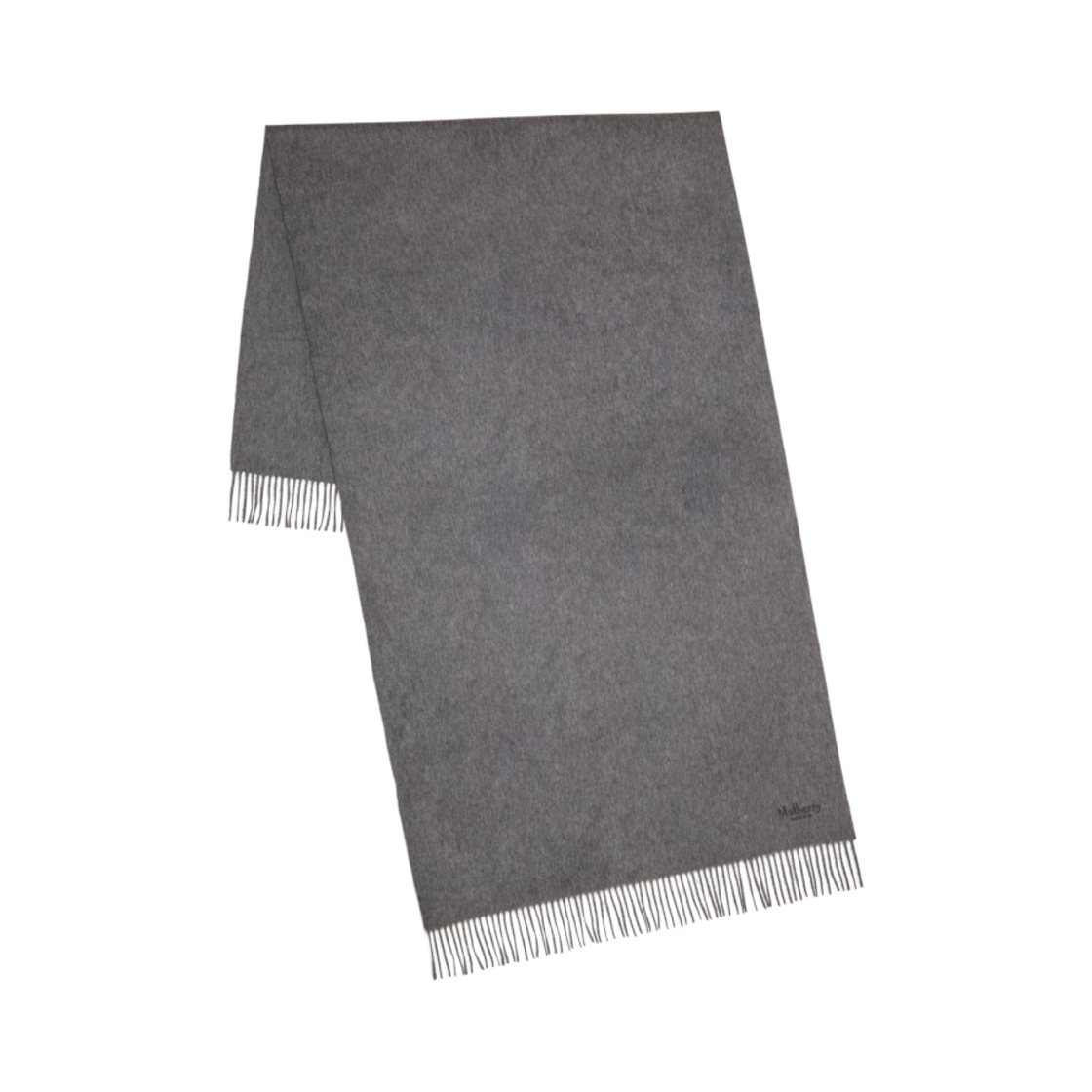 멀버리 솔리드 멜리노 울 자수 스카프 그레이 멜란지(Mulberry Solid Merino Wool Embroidered Scarf Grey Melange)