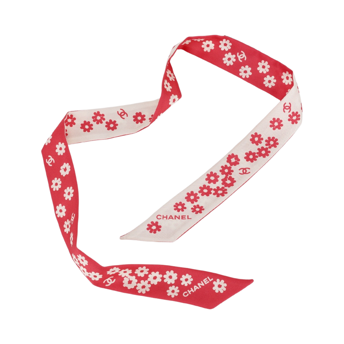(W) 샤넬 헤어밴드 실크 트윌 & 코랄 에크루((W) Chanel Slim Bandeau Silk Twill & Coral Ecru) - 2