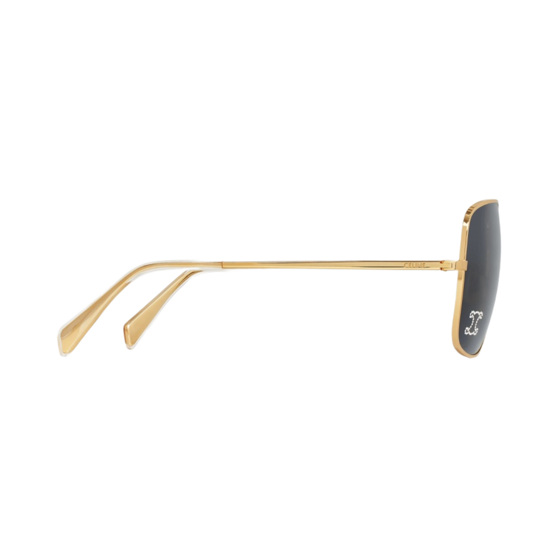 (W) 셀린느 트리옹프 라인스톤 01 선글라스 메탈 크리스탈 골드 스모크((W) Celine Triomphe Rhinestone 01 Sunglasses in Metal with Crystals Gold Smoke) - 3
