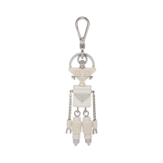 Prada Saffiano Leather Robot Trick Keychain White