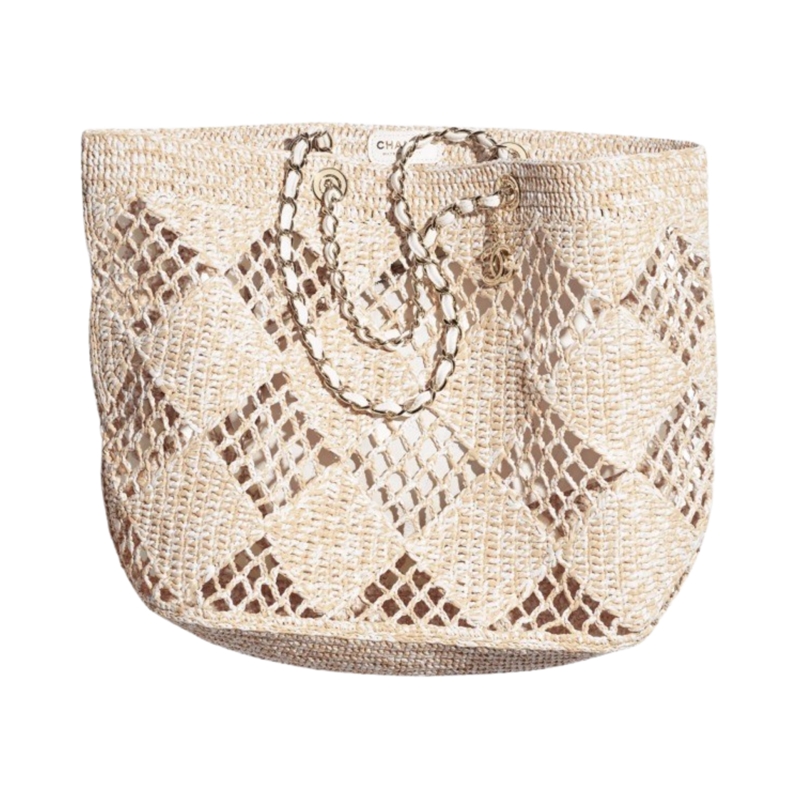샤넬 맥시 쇼핑백 라피아 이펙트 브레이드 & 골드 메탈 베이지 화이트(Chanel Maxi Shopping Bag Raffia Effect Braided & Gold Beige White) - 1