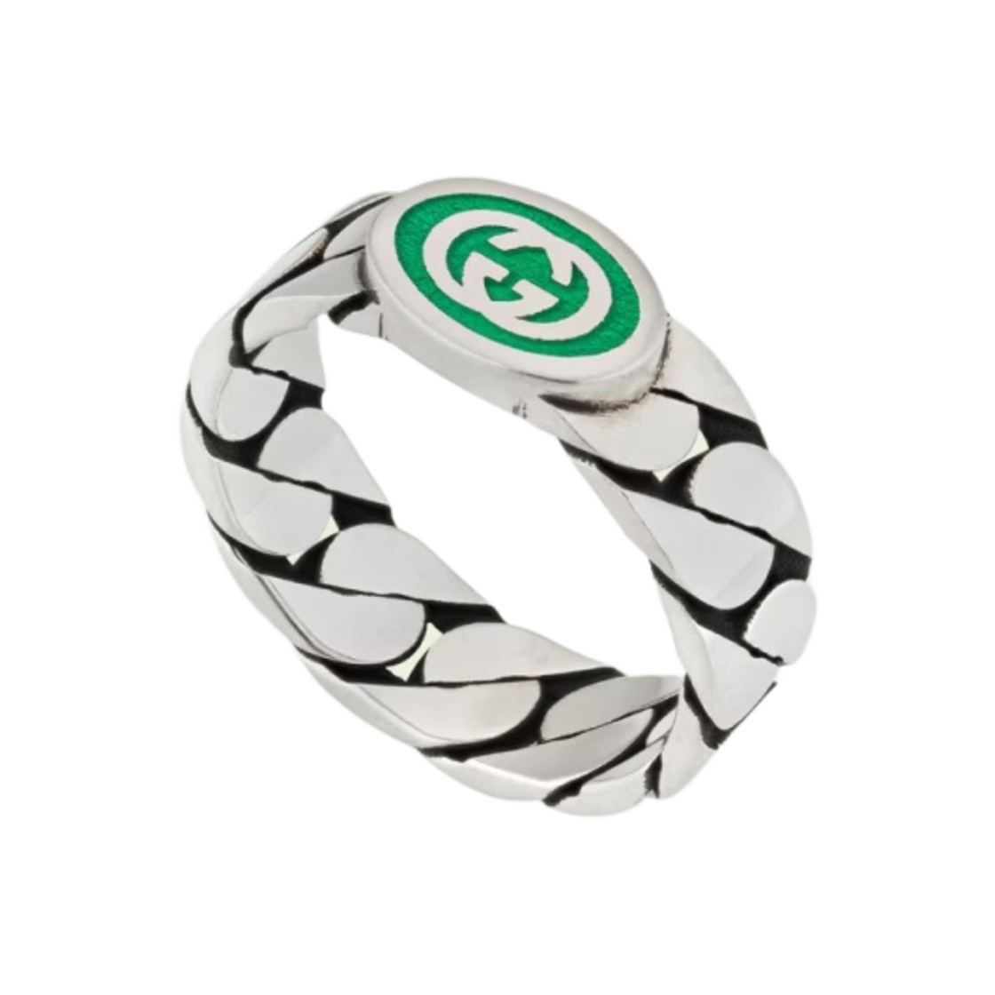 구찌 인터로킹 G 에나멜 링 실버(Gucci Interlocking G Enamel Ring Silver)