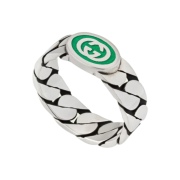 Gucci Interlocking G Enamel Ring Silver