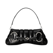 Gucci Horsebit Chain Medium Shoulder Bag Black Leather