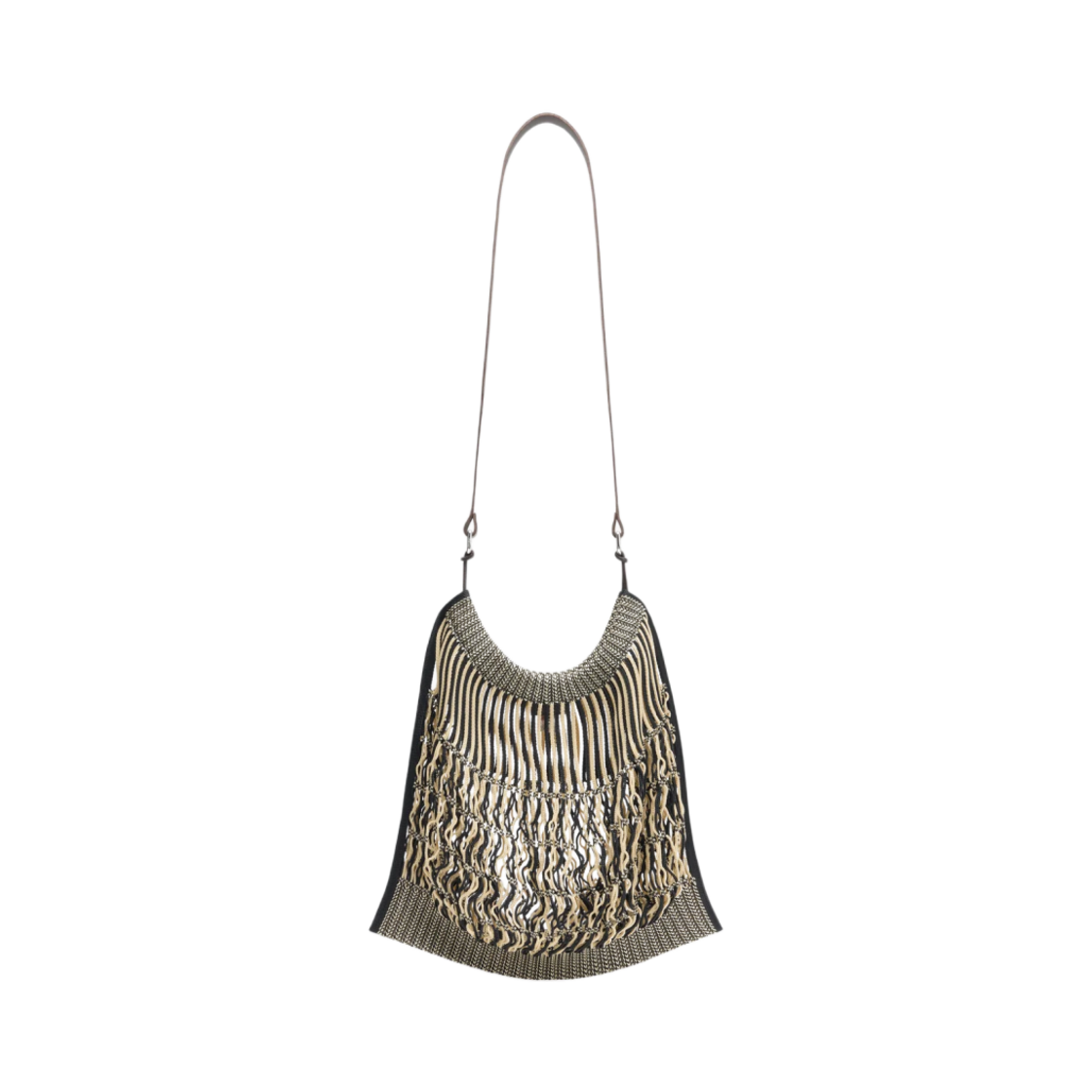 BG0075-LF1269-424 Lemaire Nylon Net Large Crossbody Filt Net Shopping Bag Light Beige Black