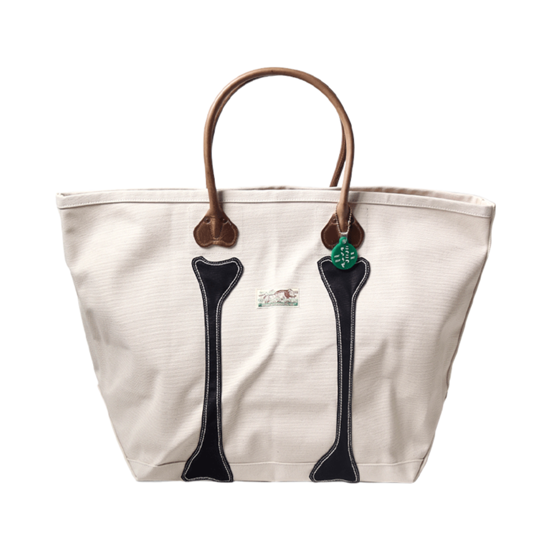 캐피탈 No. 4 캔버스 코츠코츠 토트백 L 키나리 블랙(Kapital No. 4 Canvas Kotsukotsu Tote Bag L Kinari Black) - 1