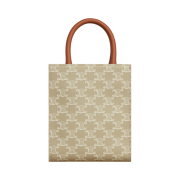 Celine Mini Vertical Cabas in Triomphe Canvas Calfskin Grege