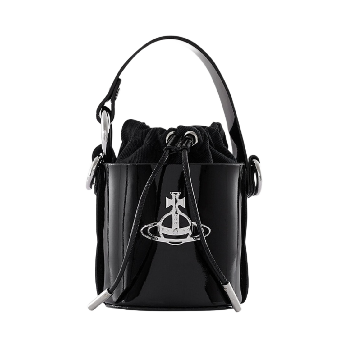 5202006CU-L001O-N403 Vivienne Westwood Shiny Patent Mini Daisy Bag Black