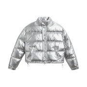 Zara Metallic Finish Puffer Jacket Silver