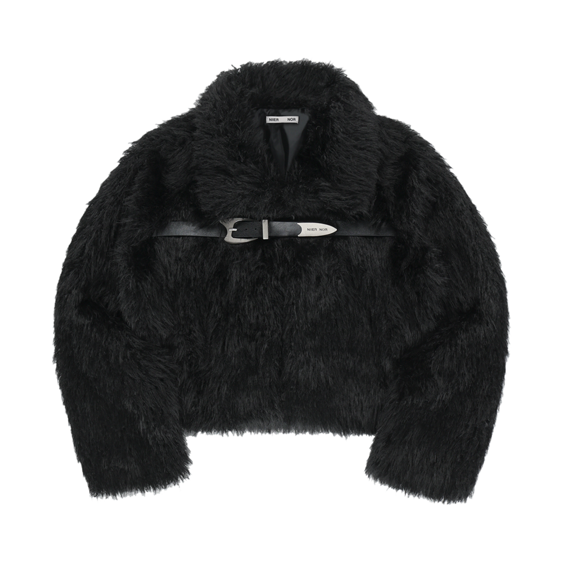 니어 노어 벨티드 퍼 자켓 블랙(NIIER NOR Belted Fur Jacket Black)