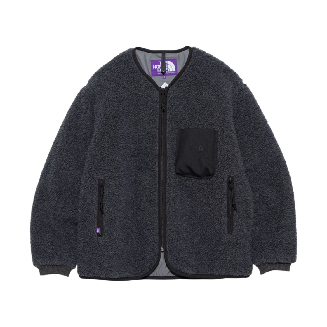 NA2351N The North Face Purple Label Wool Boa Windstopper Field Cardigan Mix Charcoal