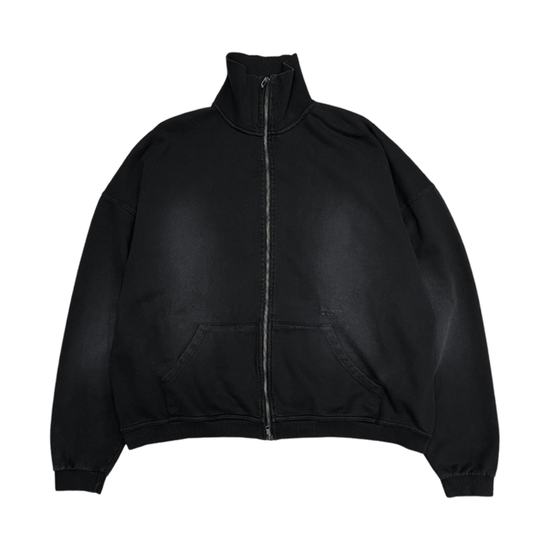 언더마이카 무.94 안티 Fxxking 로고 플레이 브러시 워시드 하이 넥 집업 블랙(Undermycar Mu.94 Anti Fxxking Logo Play Brush Washed High Neck Zip-up Black)