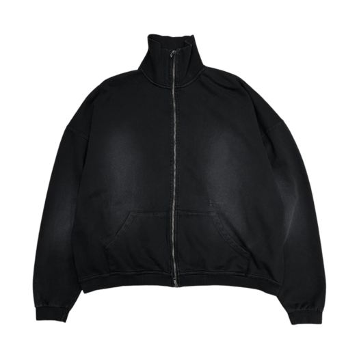 UMCM94BK Undermycar Mu.94 Anti Fxxking Logo Play Brush Washed High Neck Zip-up Black
