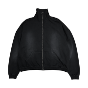 Undermycar Mu.94 Anti Fxxking Logo Play Brush Washed High Neck Zip-up Black