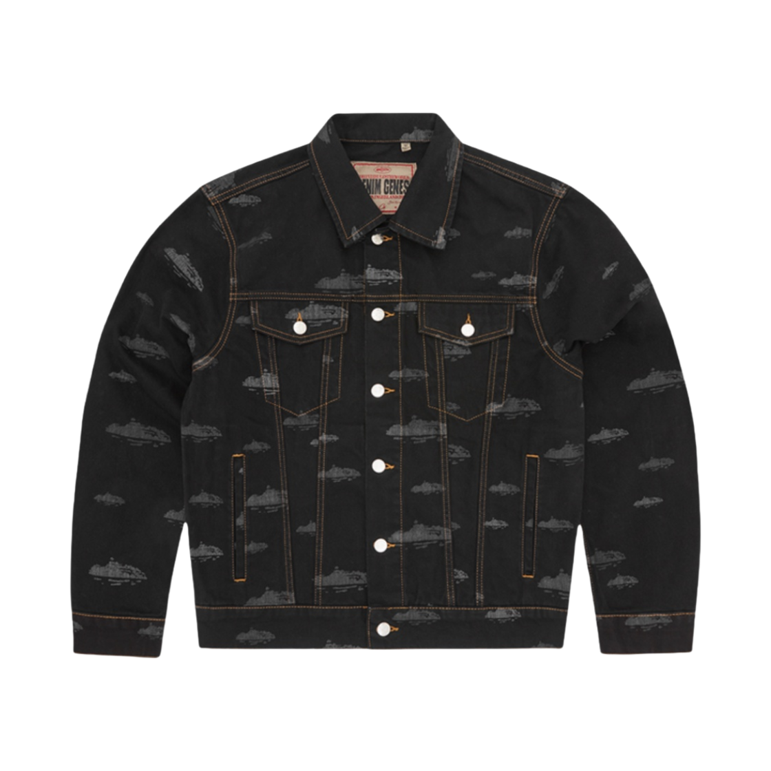 - Corteiz Alcatraz Pattern Denim Jacket Black
