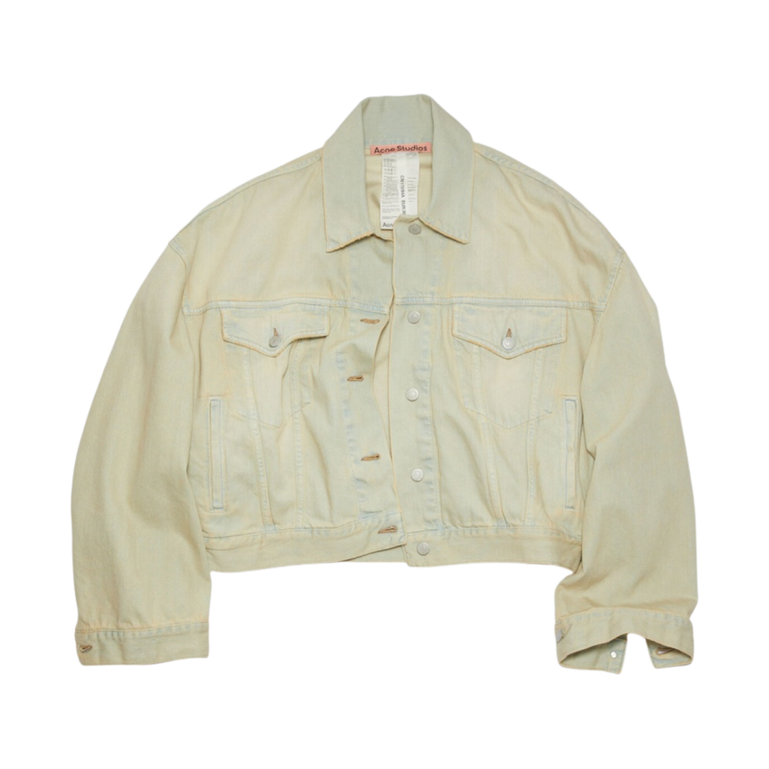 (W) 아크네 스튜디오 모리스 크롭 오버사이즈 데님 자켓 페일 옐로우 페일 블루((W) Acne Studios Morris Cropped Oversized Denim Jacket Pale Yellow Pale Blue) - 1