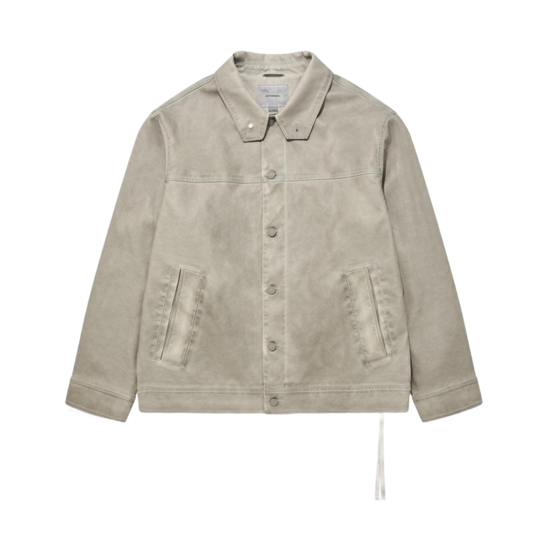 커버낫 비건 레더 트러커 자켓 라이트 그레이(Covernat Vegan Leather Trucker Jacket Light Grey) - 1