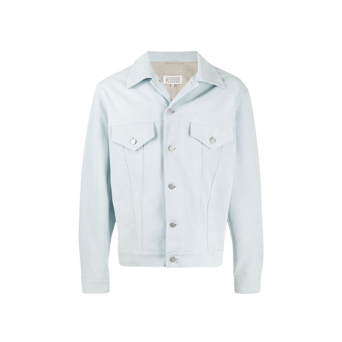 S50AM0457SY0938464 Maison Margiela Double Pocket Leather Indigo Jacket Light Blue