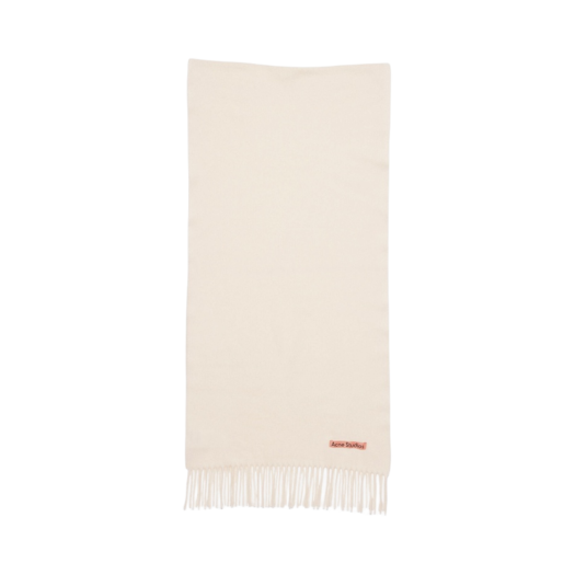 CA0210-AEI Acne Studios Narrow Wool Fringe Scarf Warm White