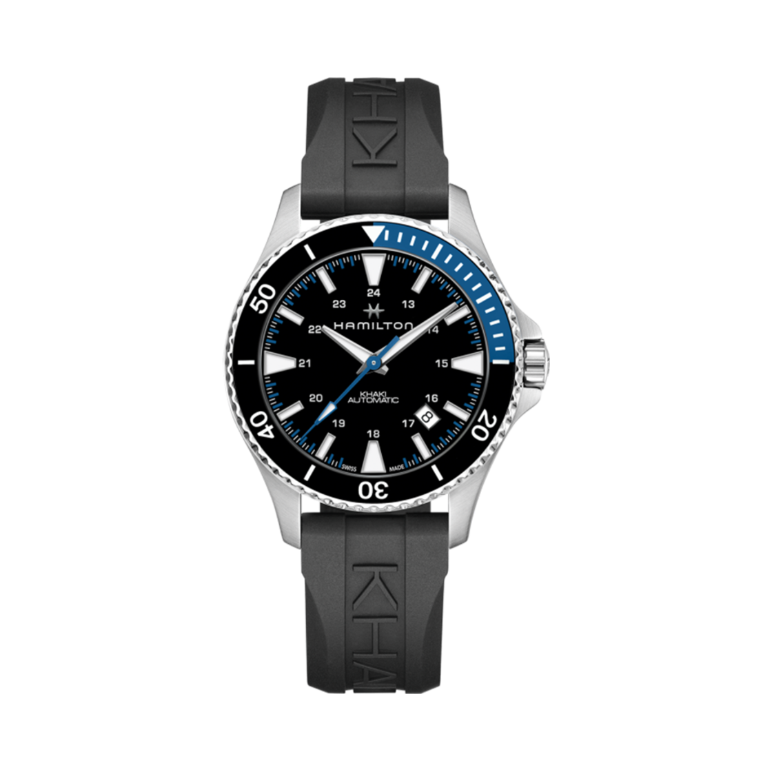 H82315331 Hamilton Khaki Navy Scuba Auto 40mm Rubber Strap Black Blue