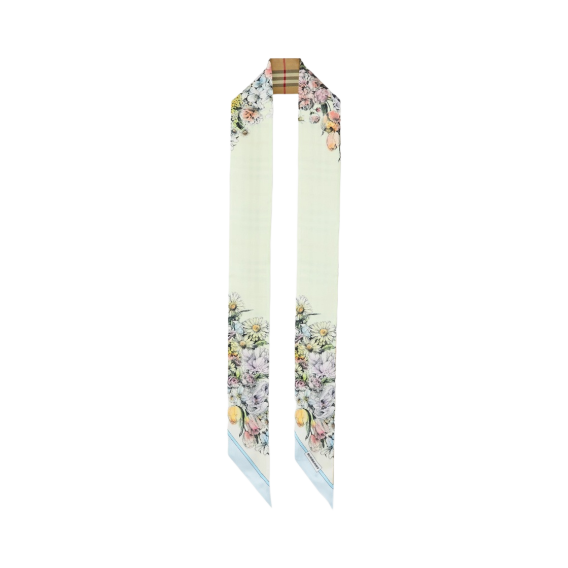 버버리 몽타주 프린트 실크 스키니 스카프 멀티컬러(Burberry Montage Print Silk Skinny Scarf Multicolour) - 1