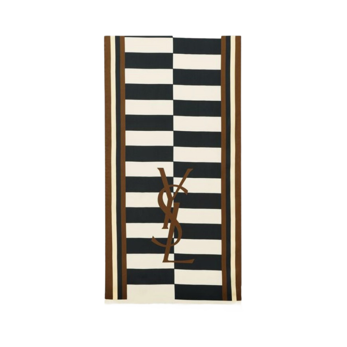 생로랑 카산드라 스카프 실크 트윌 오프 화이트 블랙(Saint Laurent Cassandre Scarf in Silk Twill Off White Black) - 1