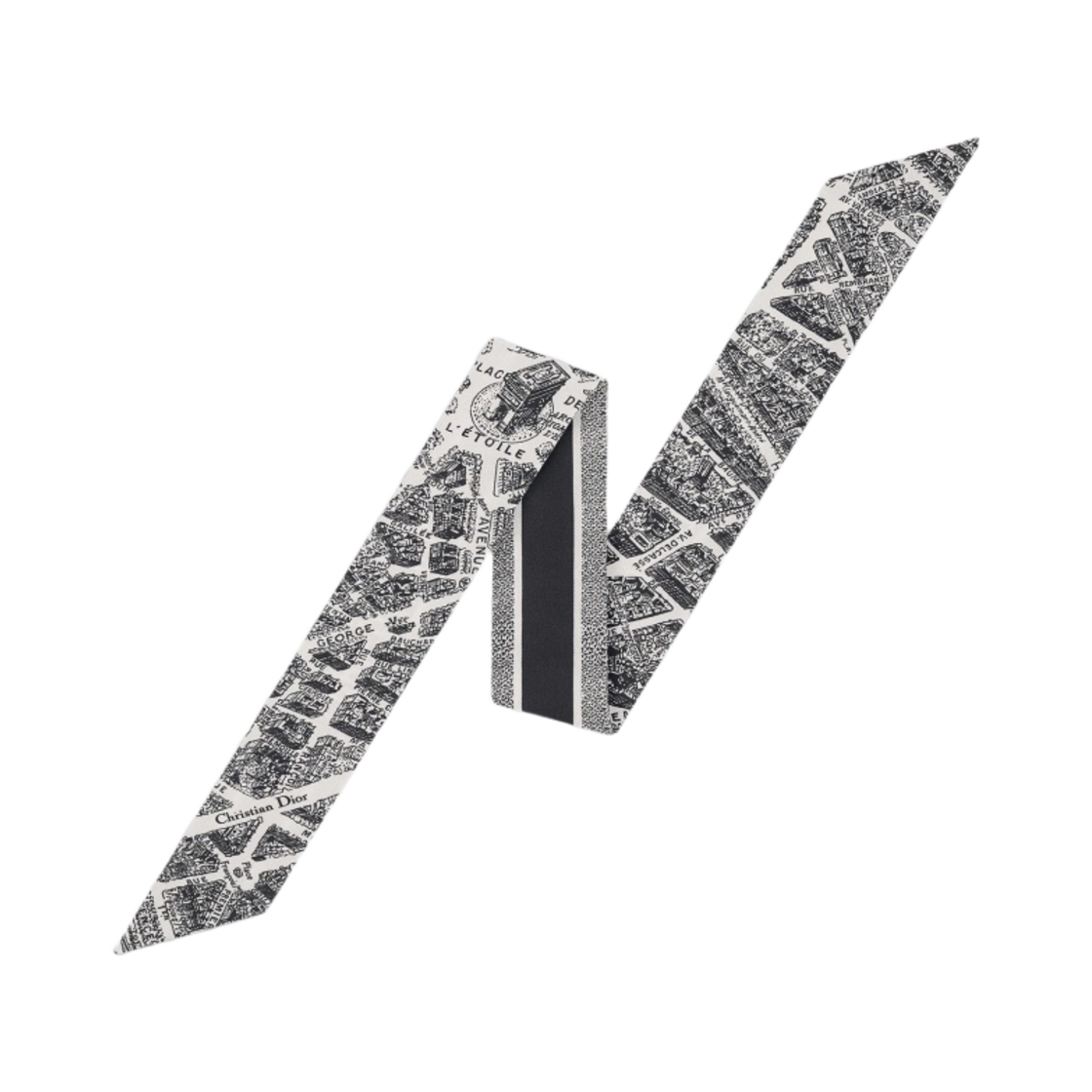 32PAR106I600-C080 (W) Dior Plan De Paris Mitzah Scarf Silk Twill White Black