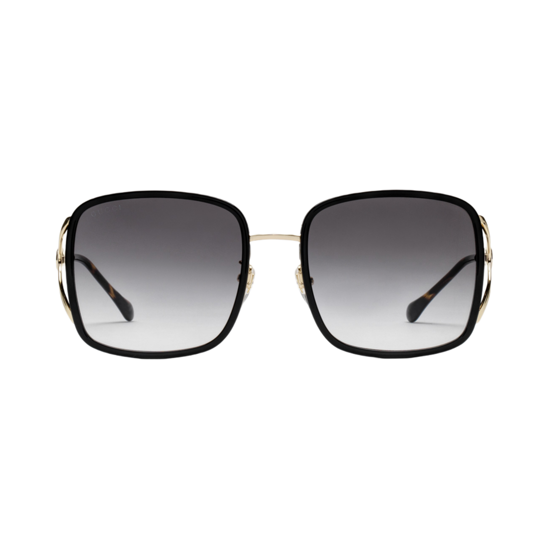 680400-J1691-1012 (W) Gucci Low Nose Bridge Fit Rectangular Sunglasses Shiny Black
