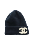 (W) Chanel Beanie Cashmere & Navy Blue