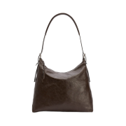 Lemaire Paper Lux Leather Belted Hobo Bag Dark Brown