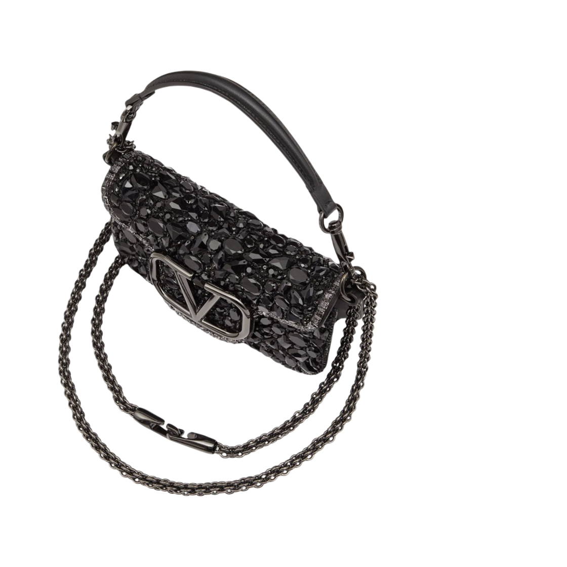 발렌티노 크리스탈 스몰 로코 숄더백 블랙(Valentino Small Loco Shoulder Bag With Crystals Black) - 5