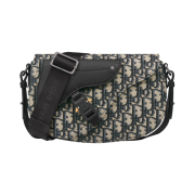 Dior Saddle Messenger Bag Dior Oblique Jacquard Grained Calfskin Beige Black